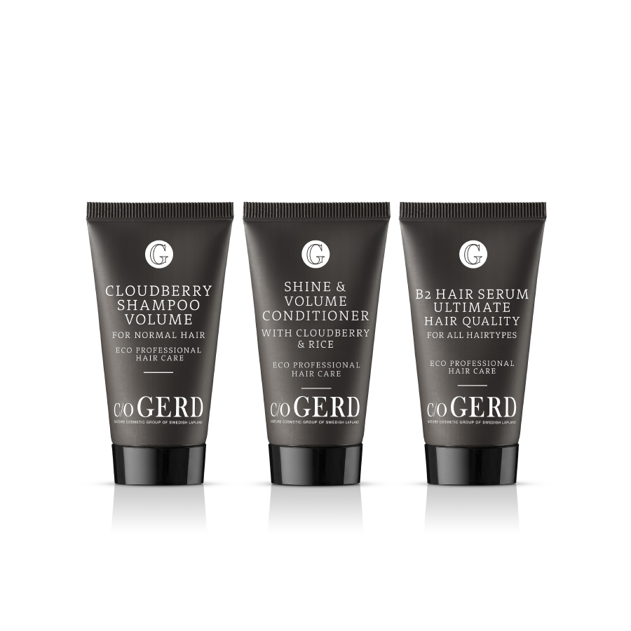 Reisekit - für feines Haar in der Gruppe Packages bei Nature Cosmetic Group Of Swedish Lapland AB (Hairkitcloudberry-0030)