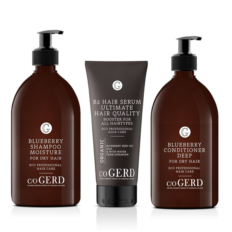 AXELLNGT TJOCKT KRAFTIGT - Blueberry Shampoo, Blueberry Conditioner Deep & B2 Hair Serum in der Gruppe Haarpflege / Haarpflege Routine bei Nature Cosmetic Group Of Swedish Lapland AB (Hairroutine5)